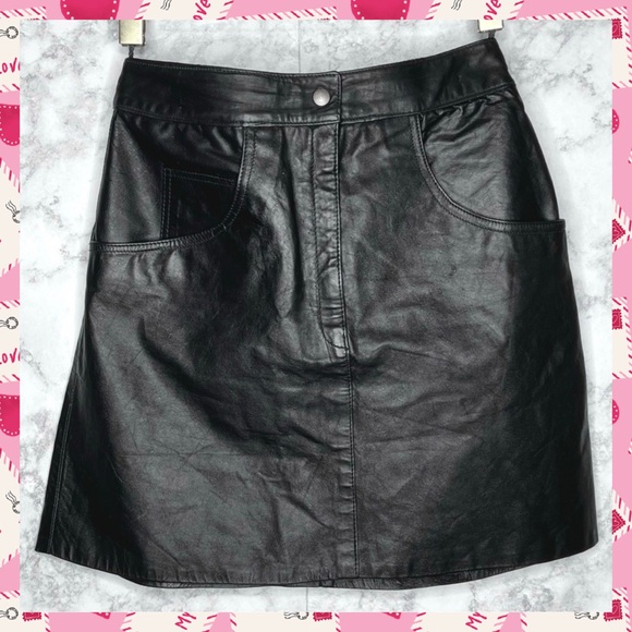 ⭐️ MARCO MORANI 80s LEATHER Fully Lined Pencil Skirt Women’s 28 Inch Waist - Picture 14 of 15